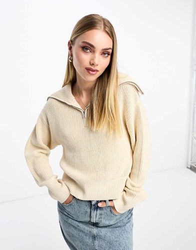 Maglione accollato con zip sporco - Monki - Modalova