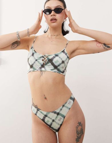 Mix and Match - Bas de bikini triangle à carreaux flous - Monki - Modalova