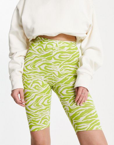 Pantaloncini leggings color lime zebrato in coordinato - Monki - Modalova