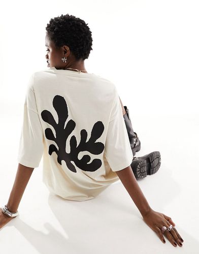 T-shirt oversize avorio con stampa di corallo - Monki - Modalova