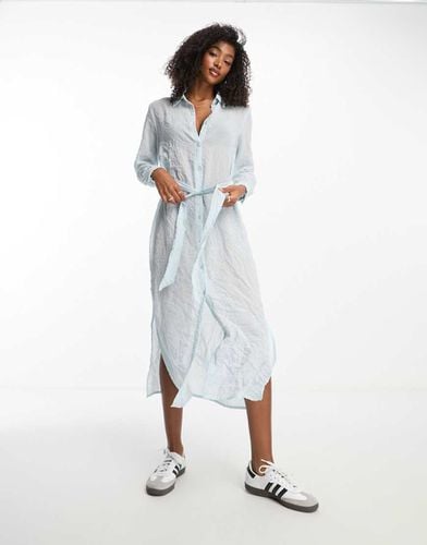 Vestito camicia midi a maniche lunghe stropicciato - Monki - Modalova