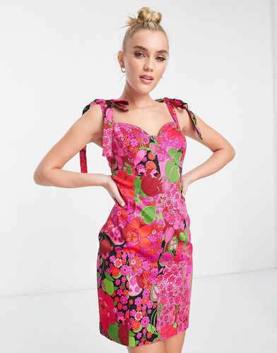 Vestito corto a fiori con spalline allacciate - Morgan - Modalova