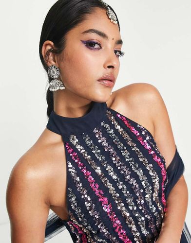 Maya - Crop top d'ensemble dos nu à rayures et sequins - Maya Petite - Modalova