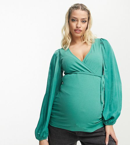 Maternity - Blusa verde con scollo a V - Mama.licious - Modalova