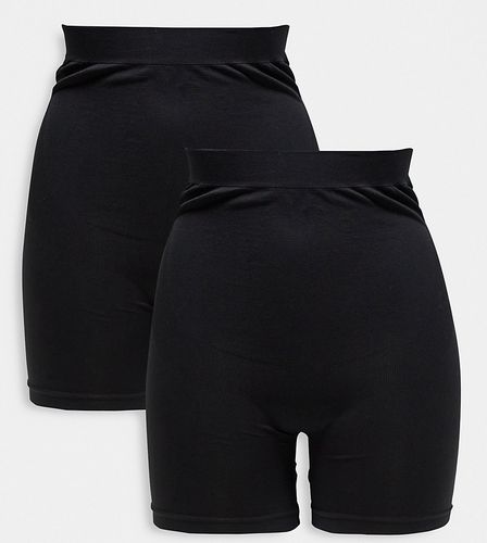 Mamalicious Maternity - Confezione da 2 paia di pantaloncini modellanti con fascia sopra il pancione neri - Mama.licious - Modalova