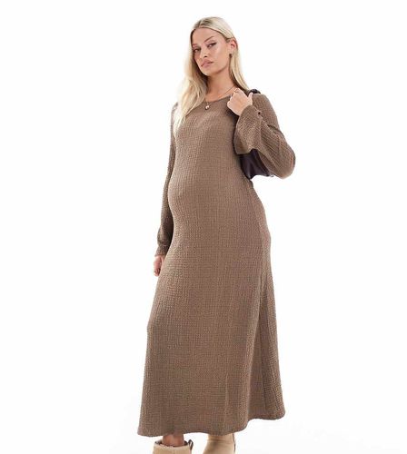 Mamalicious Maternity - Vestito lungo color tortora testurizzato con maniche svasate - Mama.licious - Modalova