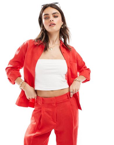 Camicia in lino rossa in coordinato - Mango - Modalova