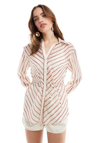 Camicia chiaro a righe con laccio sul davanti - Mango - Modalova