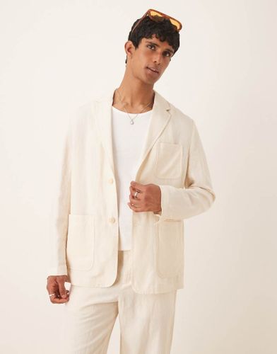 Blazer d'ensemble décontracté en lin mélangé - Écru - Mango - Modalova