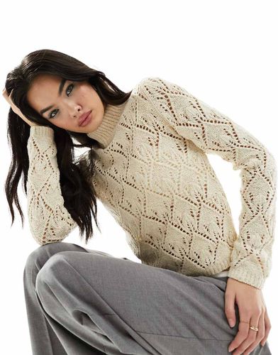 Maglione accollato beige con impunture - Mango - Modalova