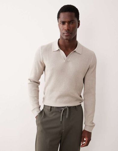 Polo en maille côtelée de coton mélangé - Écru - Mango - Modalova