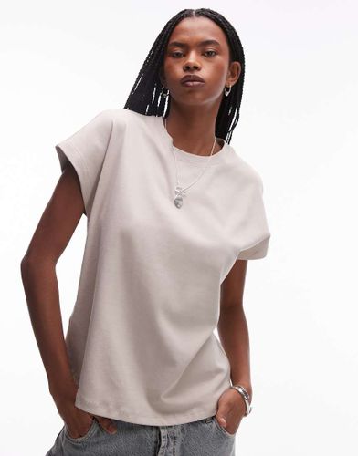 T-shirt à mancherons de qualité supérieure - Beige - Mango - Modalova