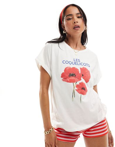 T-shirt bianca con stampa a fiori - Mango - Modalova