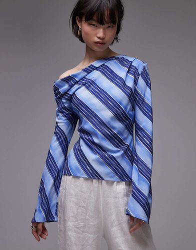 Top à épaule dénudée et manches longues - rayé - Mango - Modalova