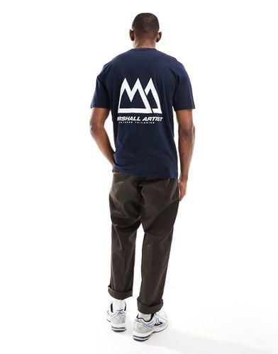 T-shirt navy con stampa di montagne sul retro - Marshall Artist - Modalova