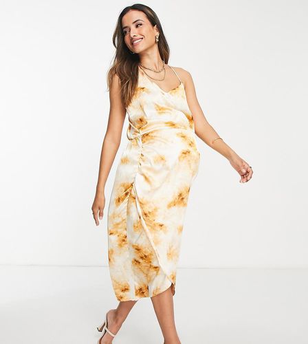 Vestito midi asimmetrico in raso color crema tie-dye - Missguided Maternity - Modalova