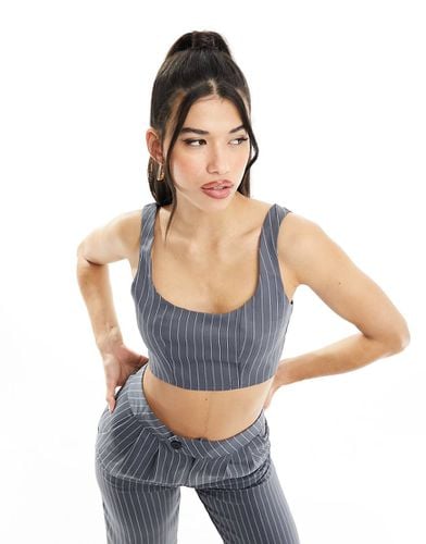 Missy Empire - Crop top sartoriale grigio gessato in coordinato - Missyempire - Modalova