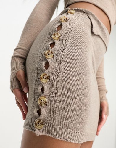 Minigonna in maglia color talpa con bottoni in coordinato - Missyempire - Modalova