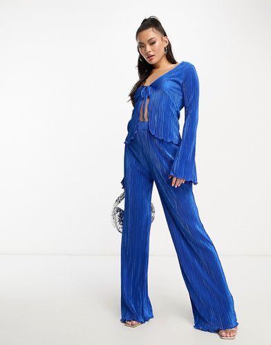 Pantaloni a fondo ampio plissé blu in coordinato - Missyempire - Modalova