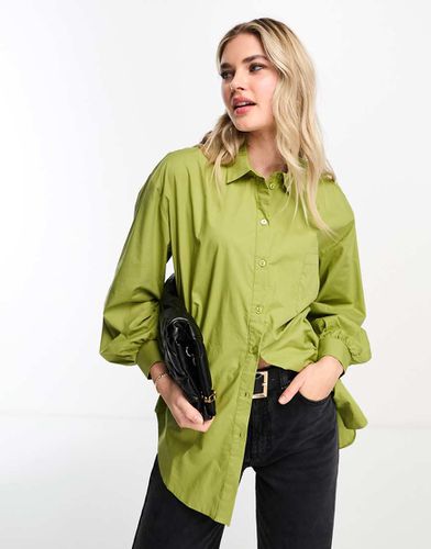 Camicia oversize in popeline kaki - Miss Selfridge - Modalova