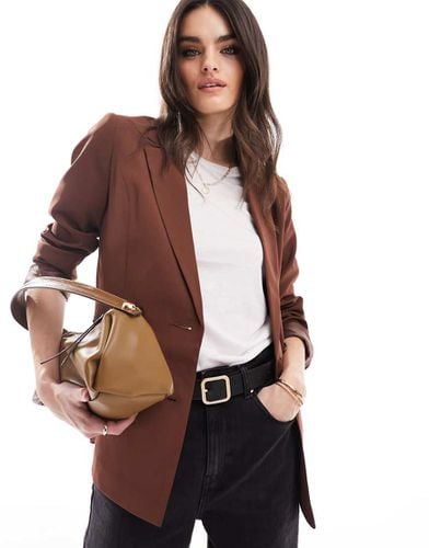 Blazer oversize doppiopetto color cioccolato - Miss Selfridge - Modalova