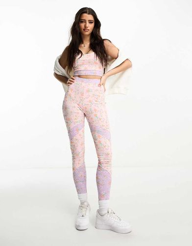 Leggings in pannelli misti con stampa a fiori in coordinato - Miss Selfridge - Modalova