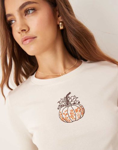 T-shirt mini a maniche lunghe con zucca - Miss Selfridge - Modalova