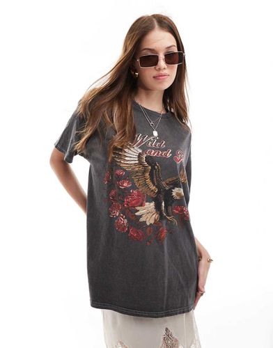 T-shirt oversize slavato con stampa "Wild and free" - Miss Selfridge - Modalova