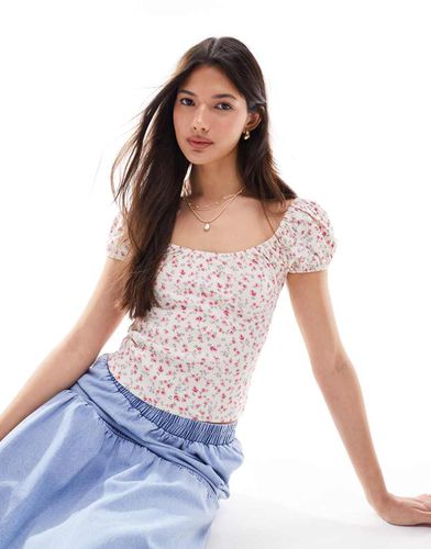 Top milkmaid con stampa floreale a coste - Miss Selfridge - Modalova