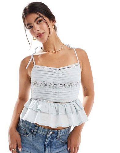 Top a canottiera in cotone con inserti in pizzo e pinces - Miss Selfridge - Modalova