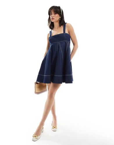 Vestito in denim stile babydoll indaco - Miss Selfridge - Modalova