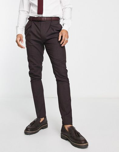 Pantaloni da abito premium skinny color prugna in misto lana - Noak - Modalova