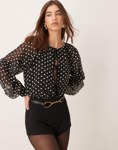 Marlow - Blusa nera a pois con volant - Nobody's Child - Modalova