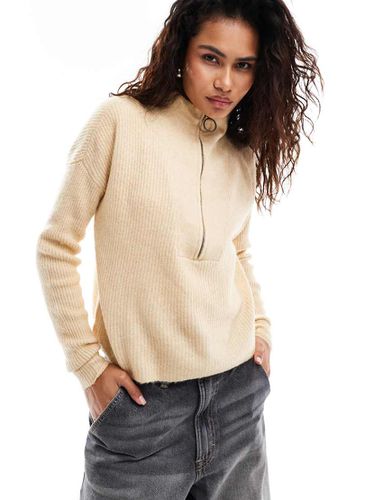 Maglione color crema con zip corta - Noisy May - Modalova