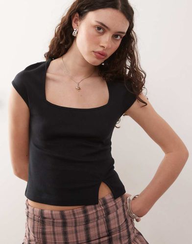 T-shirt à encolure carrée et mancherons - Noir - Noisy May - Modalova