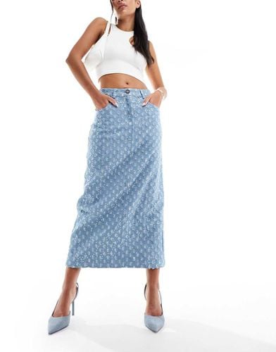 Gonna lunga in denim jacquard decorato - Never Fully Dressed - Modalova