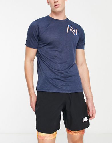 Impact Run - T-shirt blu con logo a contrasto - New Balance - Modalova