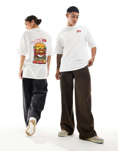 T-shirt unisex bianca con grafica di hamburger - New Era - Modalova