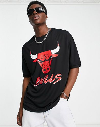 Chicago Bulls - T-shirt in rete nera con scritta - New Era - Modalova