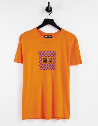 T-shirt oversize con stampa smile - New Girl Order - Modalova