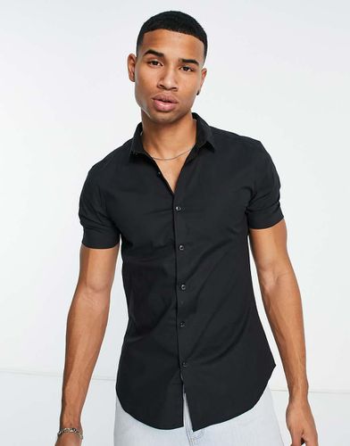 Camicia a maniche corte nera con bottoni - New Look - Modalova