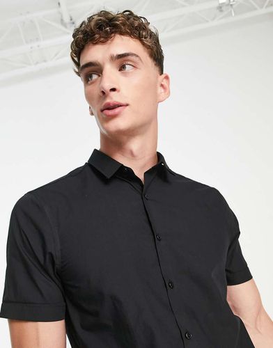 Camicia a maniche corte nera in popeline - New Look - Modalova