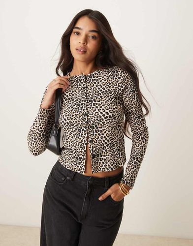 Cardigan girocollo con stampa leopardata - New Look - Modalova