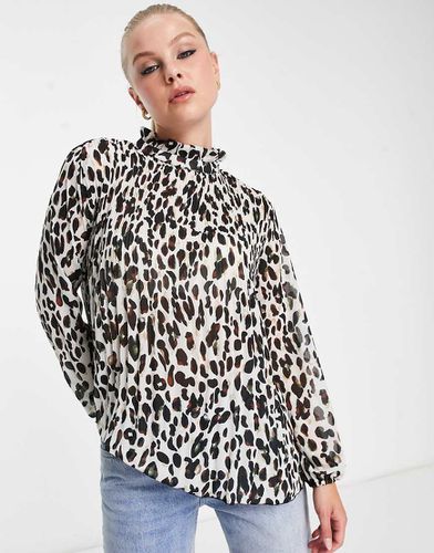 Blusa plissé animalier - New Look - Modalova