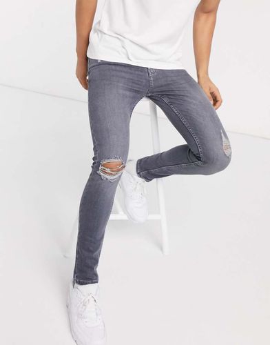 Jeans super skinny lavaggio grigio medio con abrasioni - New Look - Modalova