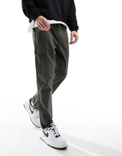 Pantaloni cargo kaki scuro in misto lino - New Look - Modalova