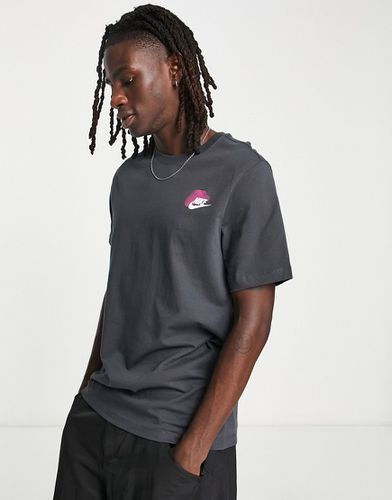 T-shirt scuro fumo con logo doppio - Nike - Modalova