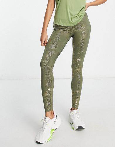 One Dri-FIT - Leggings a vita medio alta kaki con stampa glitterata - Nike Training - Modalova