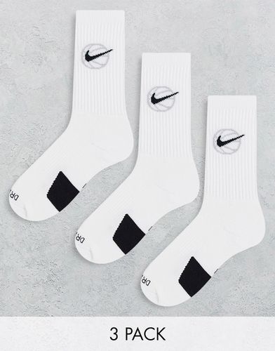 Nike Basketball - Everyday - Confezione da 3 paia di calzini bianchi - Nike Football - Modalova