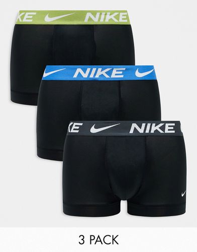 Dri-Fit Essential Micro - Confezione da 3 boxer aderenti neri in microfibra Dri-Fit con elastico in vita a contrasto - Nike - Modalova